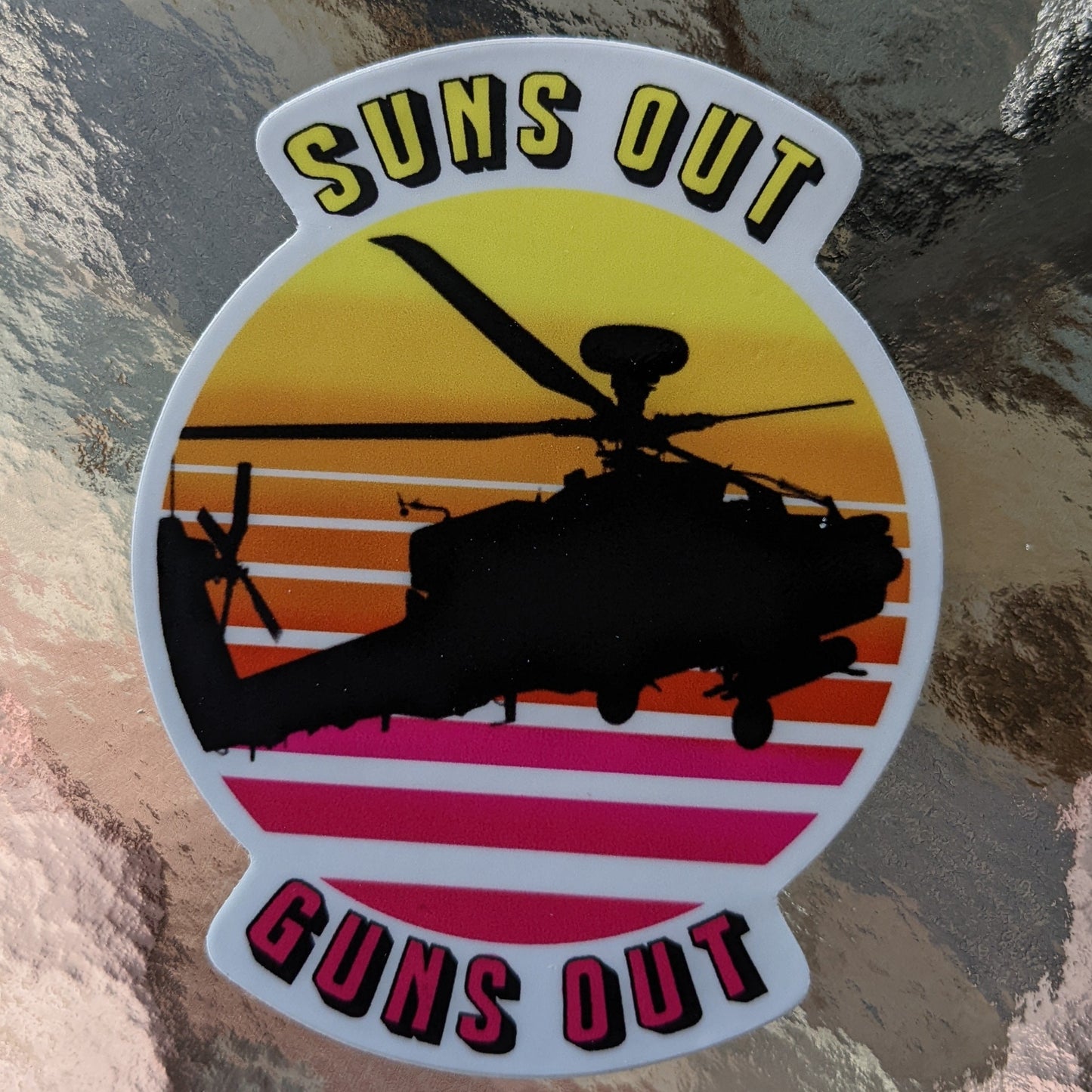 Suns Out Guns Out Apache Sticker