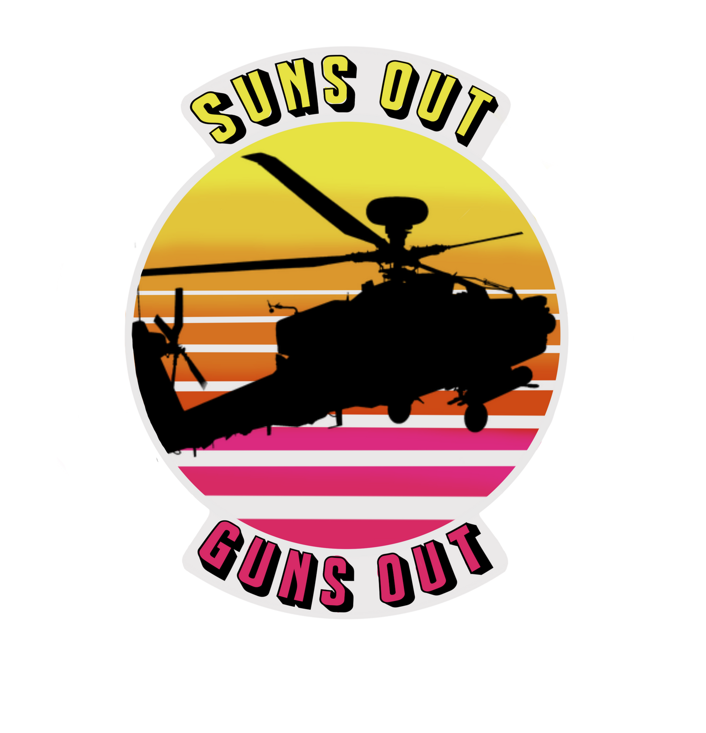 Suns Out Guns Out Apache Sticker