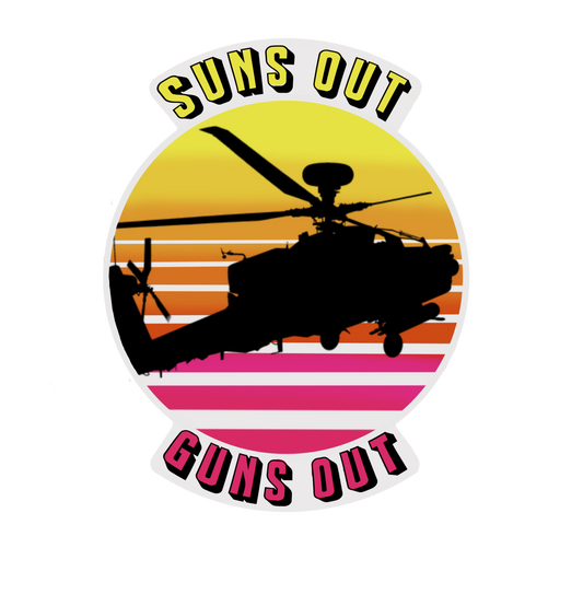 Suns Out Guns Out Apache Sticker